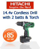Hitachi DS14DVFJE 14.4V Cordless Drill withTorch