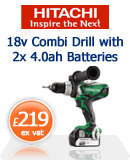 Hitachi DV18DSDL/JW 18V Combi Drill 2x4.0Ah Li-Ion