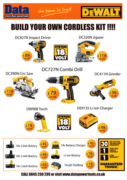 DeWALT Build your own cordless power tool kit