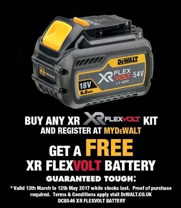 FREE 3rd DeWALT FLEXVOLT Battery worth 114
