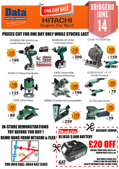 Hitachi One Tool Day Sale Bridgend