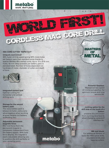 Metabo Cordless Magnetic Core Drill