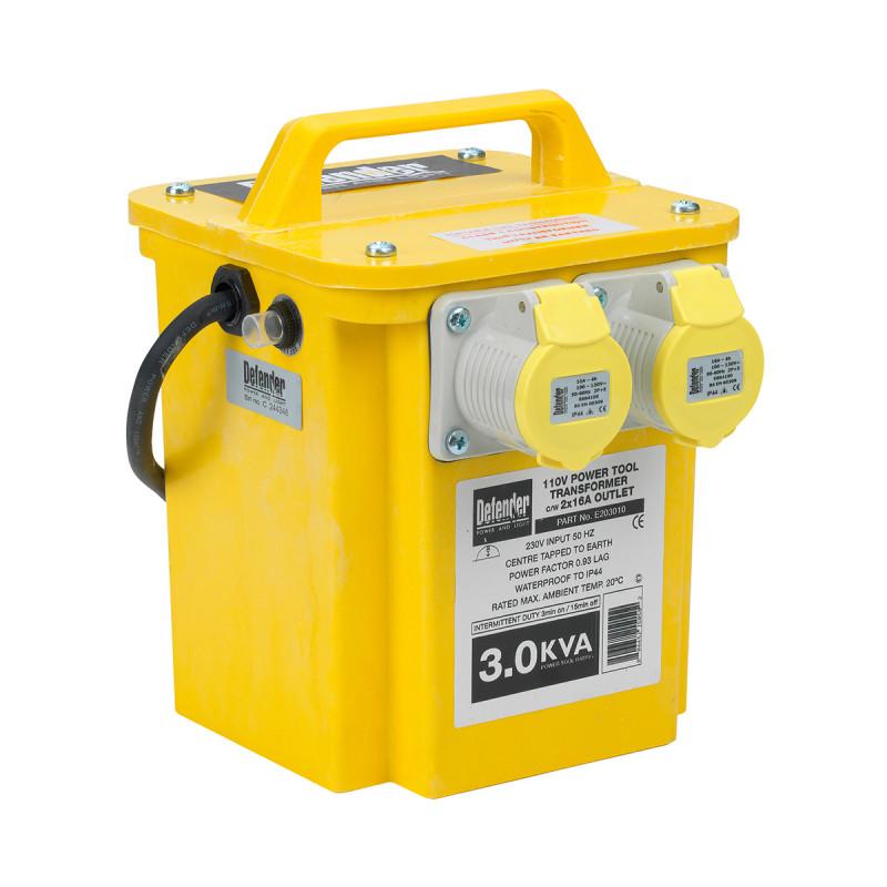 DEFENDER 3kVA Portable 110 Volt Transformer 2x16 Amp Outlets Price Comparisons | Compare The Build