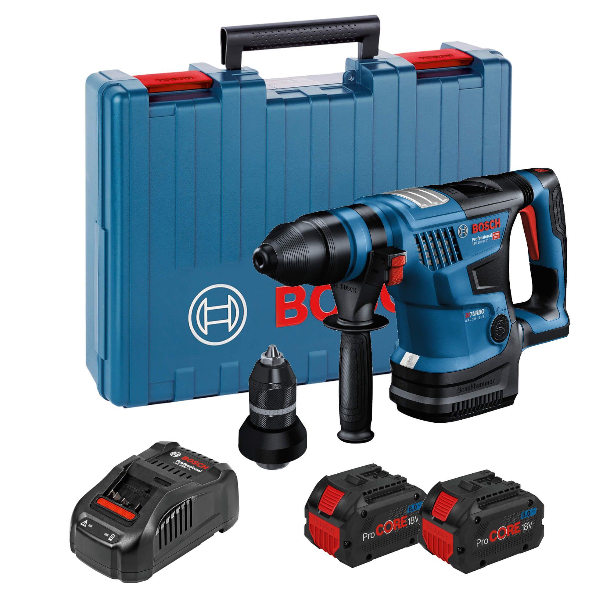 Bosch GBH18V-34 CF 18V ProCORE BITURBO SDS-Plus Drill With 2x 5.5Ah Batteries Price Comparisons | Compare The Build