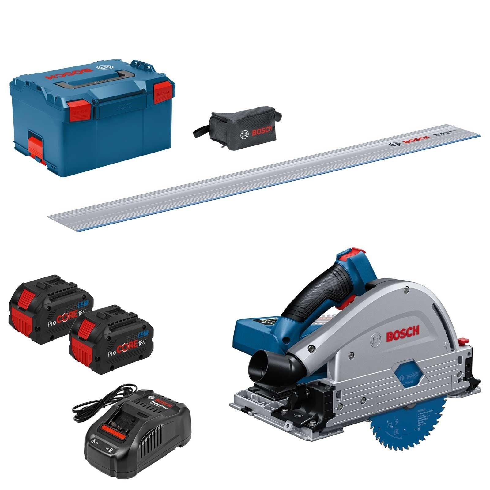 BOSCH GKT18V-52GC 18v Brushless Plunge Saw with 2x8ah Batteries, Lboxx +Rail Price Comparisons | Compare The Build