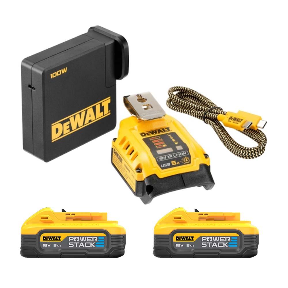 DeWALT DCB094H2-GB USB-C Powerstack Starter Kit - 2 x 5Ah Price Comparisons | Compare The Build