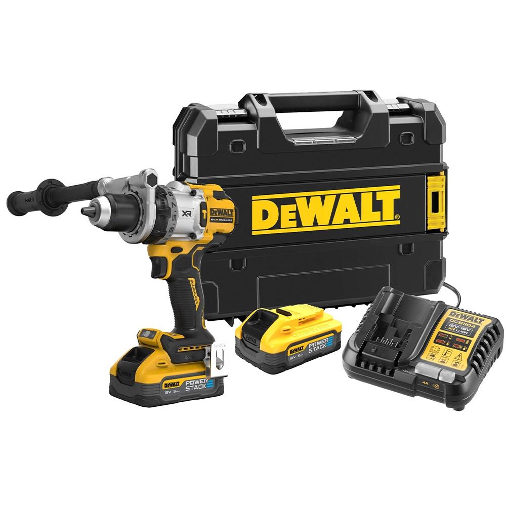 DeWALT DCD1007H2T-GB 18V Hammer Drill With 2x 5Ah POWERSTACK Batteries Price Comparisons | Compare The Build