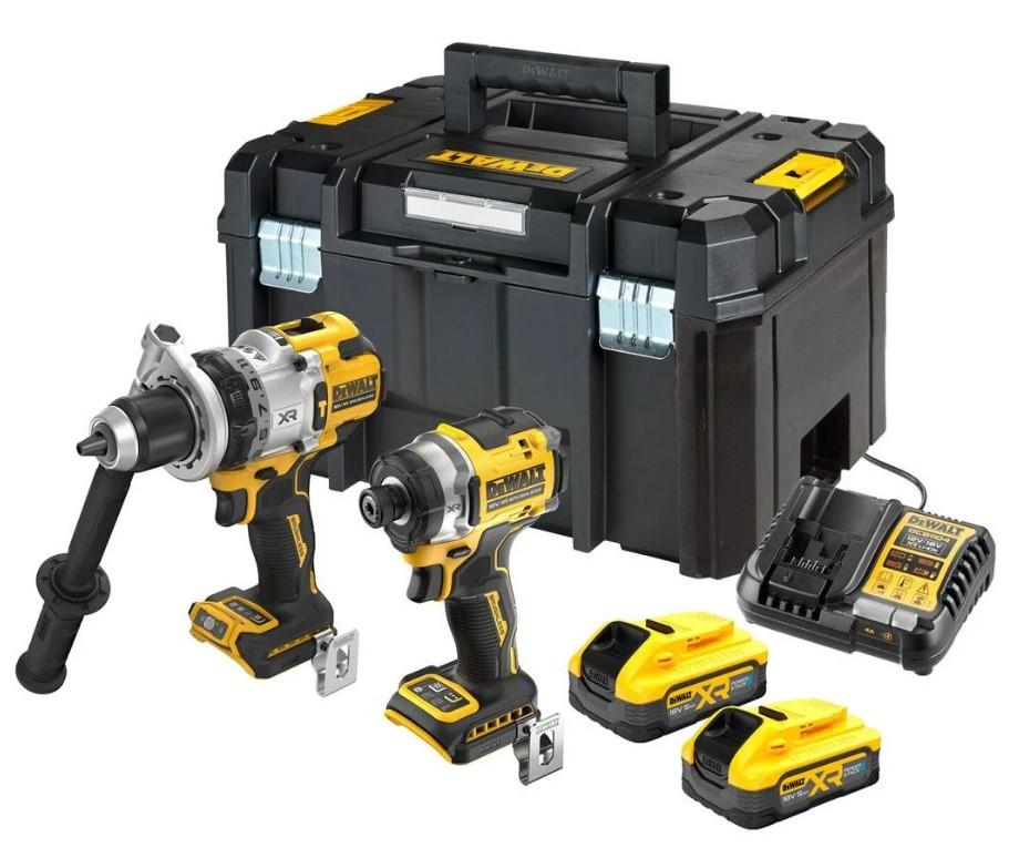 DeWALT DCK2200H2T-GB 18v XR Brushless Combi Drill & Impact Driver Twin Kit 2x 5.0Ah Powerstack Batte