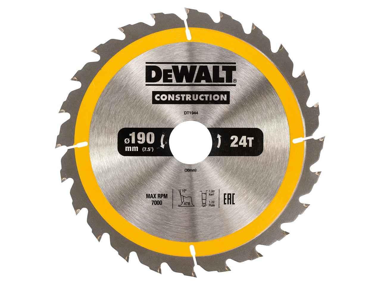 DeWALT DT1945-QZ Construction Circular Saw Blade 190mm x 30mm 40T Price Comparisons | Compare The Build