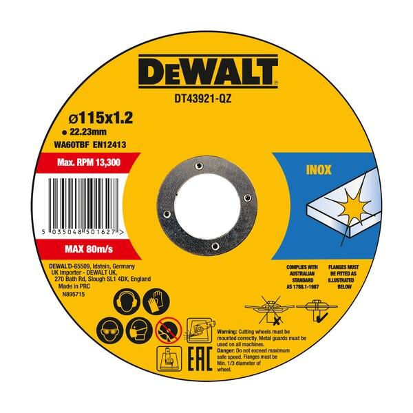 DeWALT DT43921-QZ Thin Metal Cutting Discs 115mm x 1.2mm x 22.23mm Pack of 10 Price Comparisons | Compare The Build