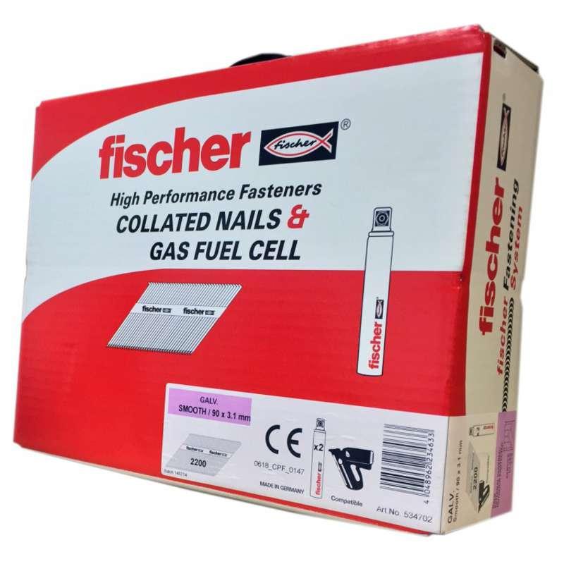 Fischer 90mm Collated Smooth Shank Nails & 2 Gas Fuel Cells Galv (Box of 2200) Price Comparisons | Compare The Build