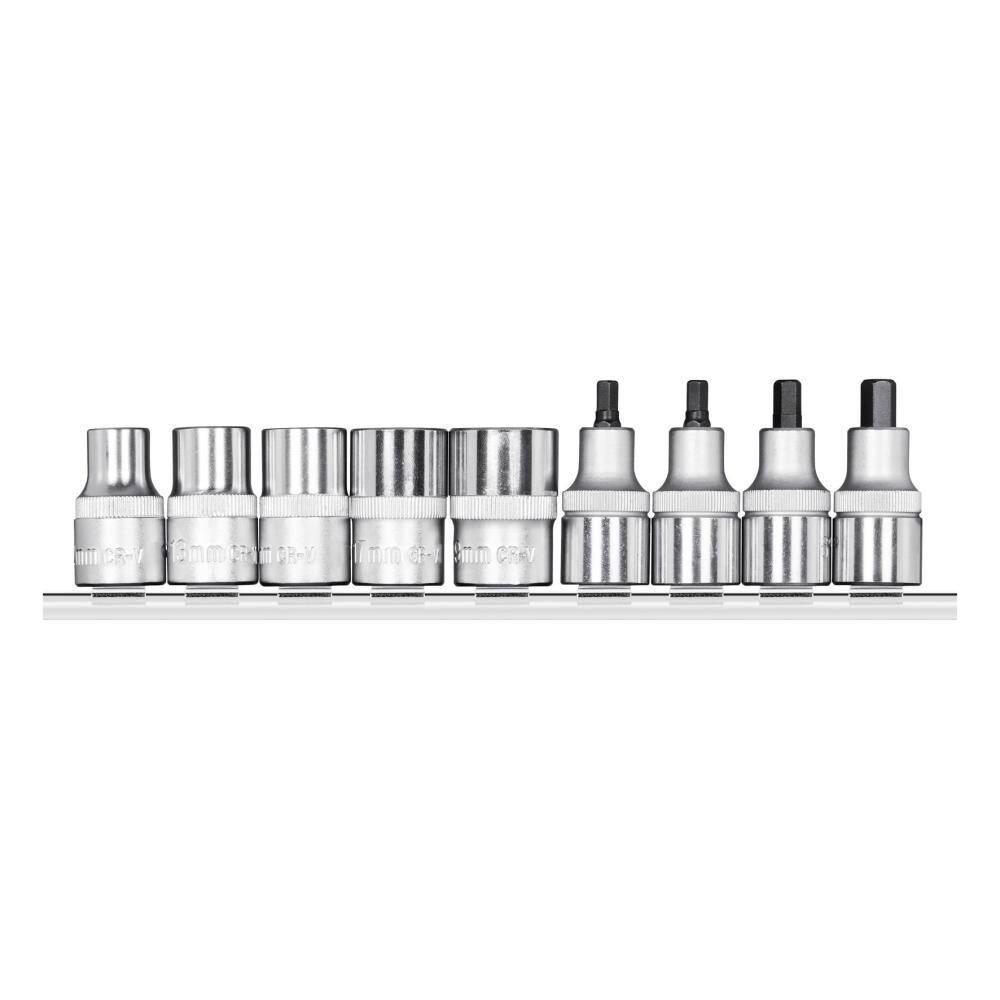 Gedore Red R68008009 1/2" Drive Screwdriver Bit Sockets 9 Pieces With Rail
