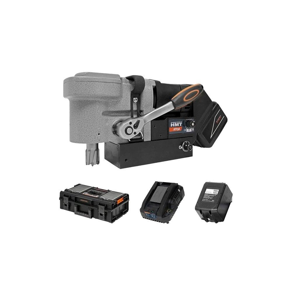 HMT RTV36-18 18V Cordless Low Profile Magnetic Drill With 2x 9.0ah Batteries & Charger