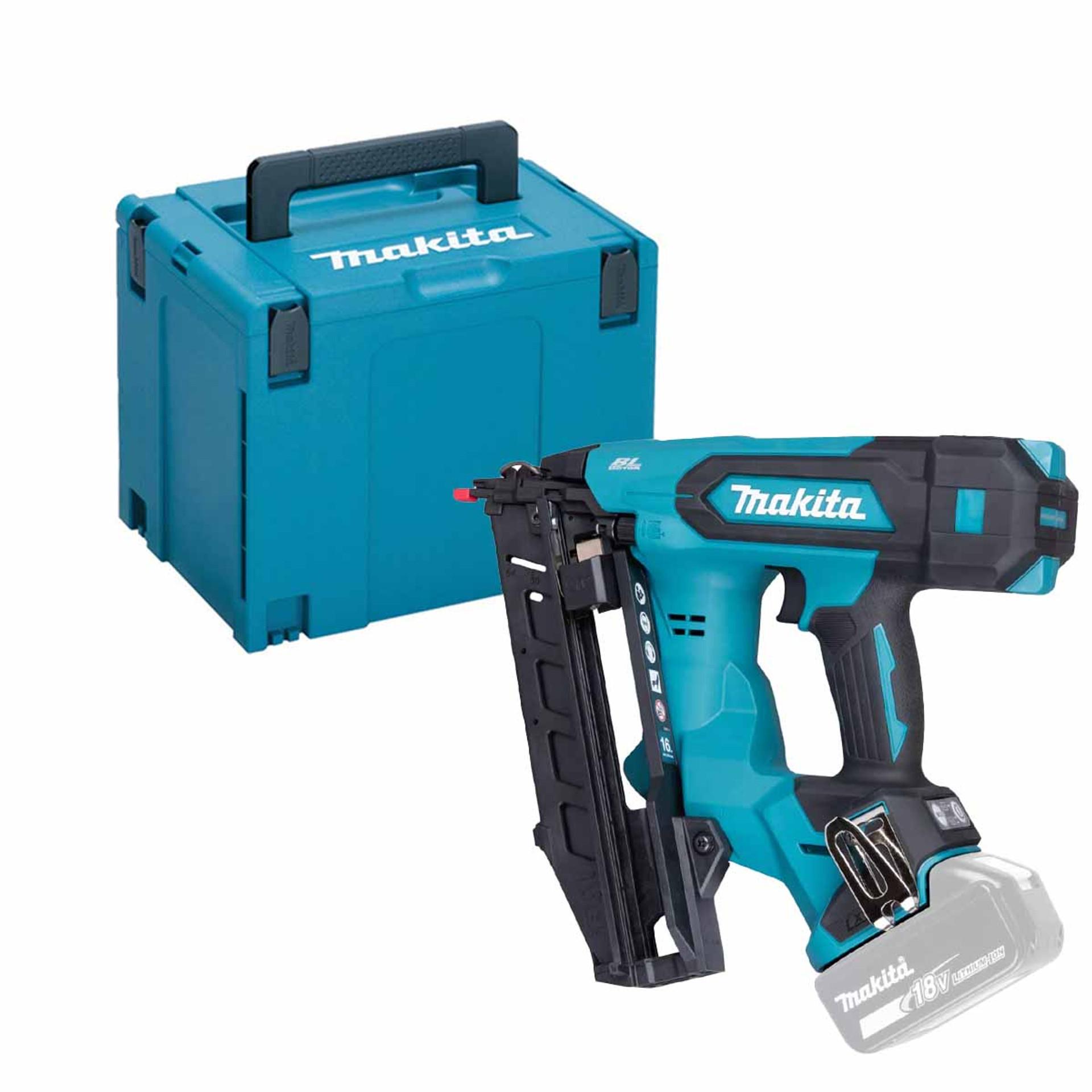 Makita DBN610ZJ 18V LXT Brushless Angled 16G Brad Finishing Nailer Body Only With Makpac Case