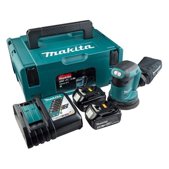 Makita DBO180RTJ 18V 125mm Random Orbital Sander Body With 2x 5Ah Batteries Price Comparisons | Compare The Build