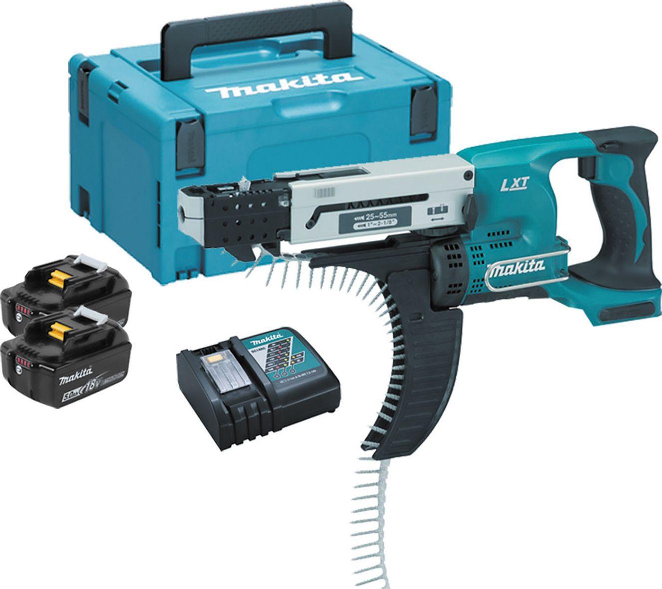 Makita DFR550RTJ 18v Autofeed Screwdriver with 2x 5.0ah Batteries Price Comparisons | Compare The Build