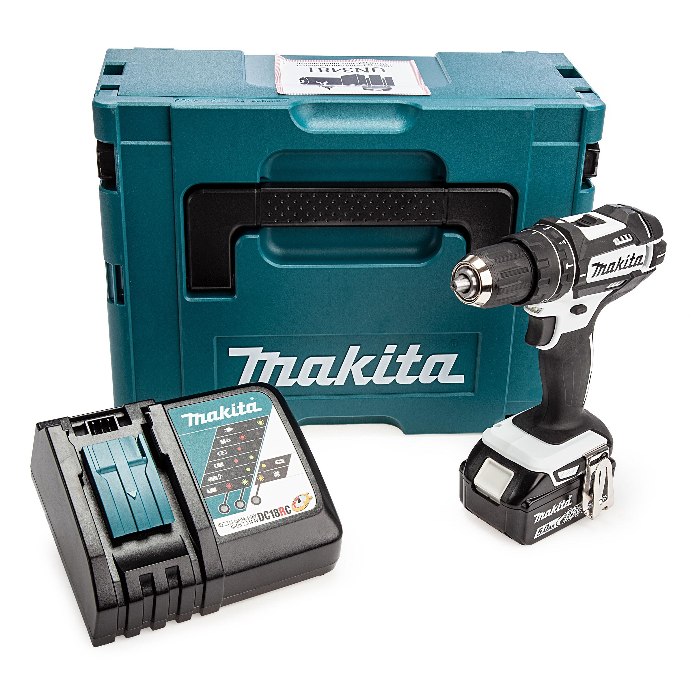 Makita DHP482T1JW 18V LXT White Combi Drill With 1 x 5.0Ah Battery Price Comparisons | Compare The Build