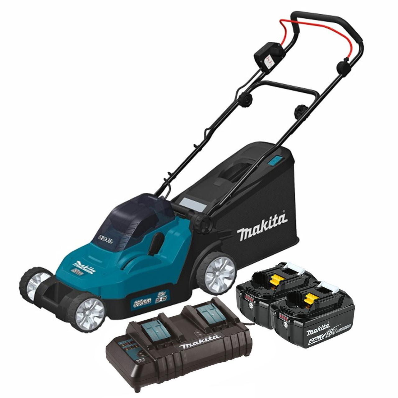 Makita DLM382CT2 Twin 18V LXT 380mm Lawnmower With 2x 5.0Ah Batteries Price Comparisons | Compare The Build