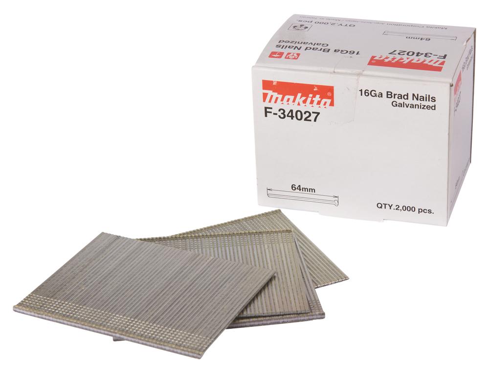 Makita F-34027 16G x 64mm Galvanized Brad Nails 2000Pcs Price Comparisons | Compare The Build