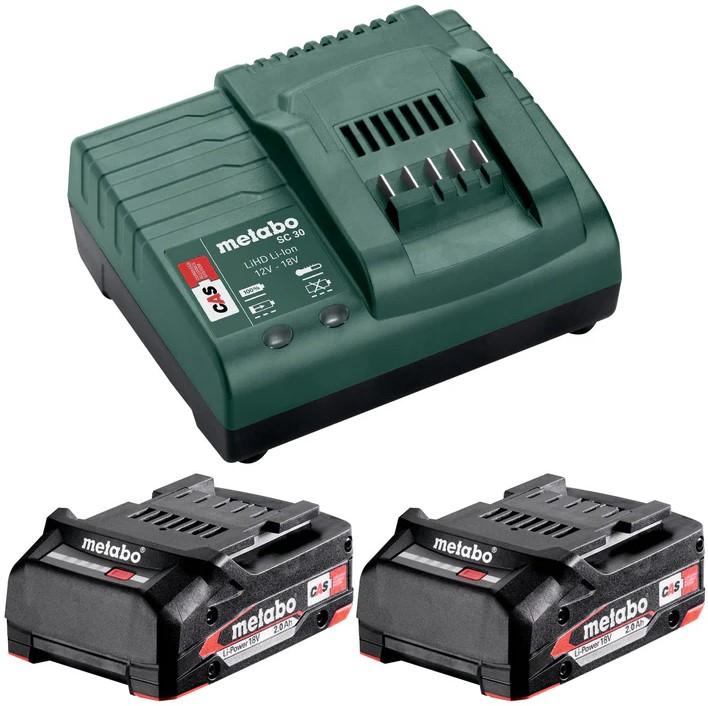 Metabo Basic Set 2x 18V Li-Power CAS 2.0Ah Li-Ion Batteries & SC 30 Charger