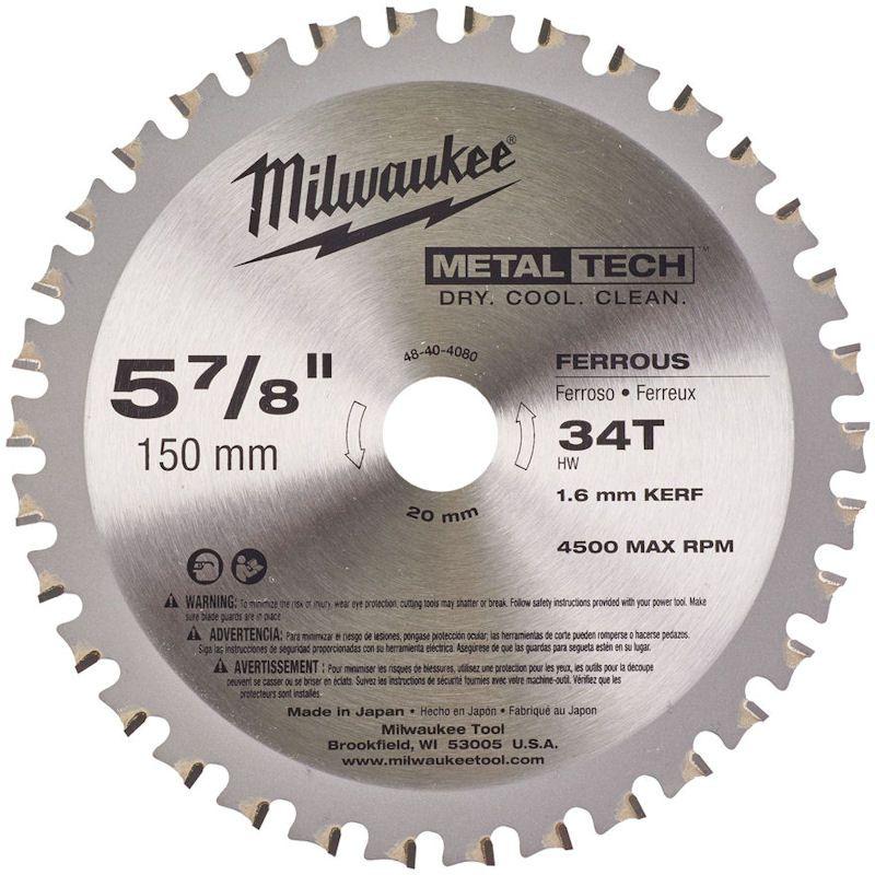 Milwaukee 48404080 Metal Circular Saw Blade 150mm x 20mm x 34T Price Comparisons | Compare The Build
