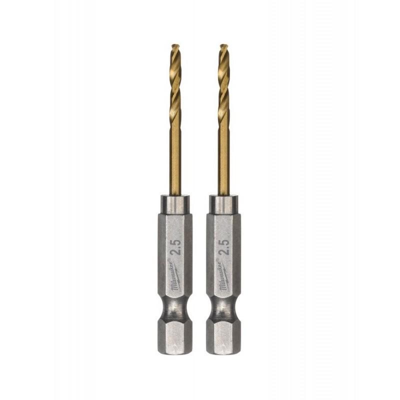 Milwaukee 48894704 Red Hex Shockwave 2.5mm HSS-TIN Metal Drill Bits 2 Pieces Price Comparisons | Compare The Build
