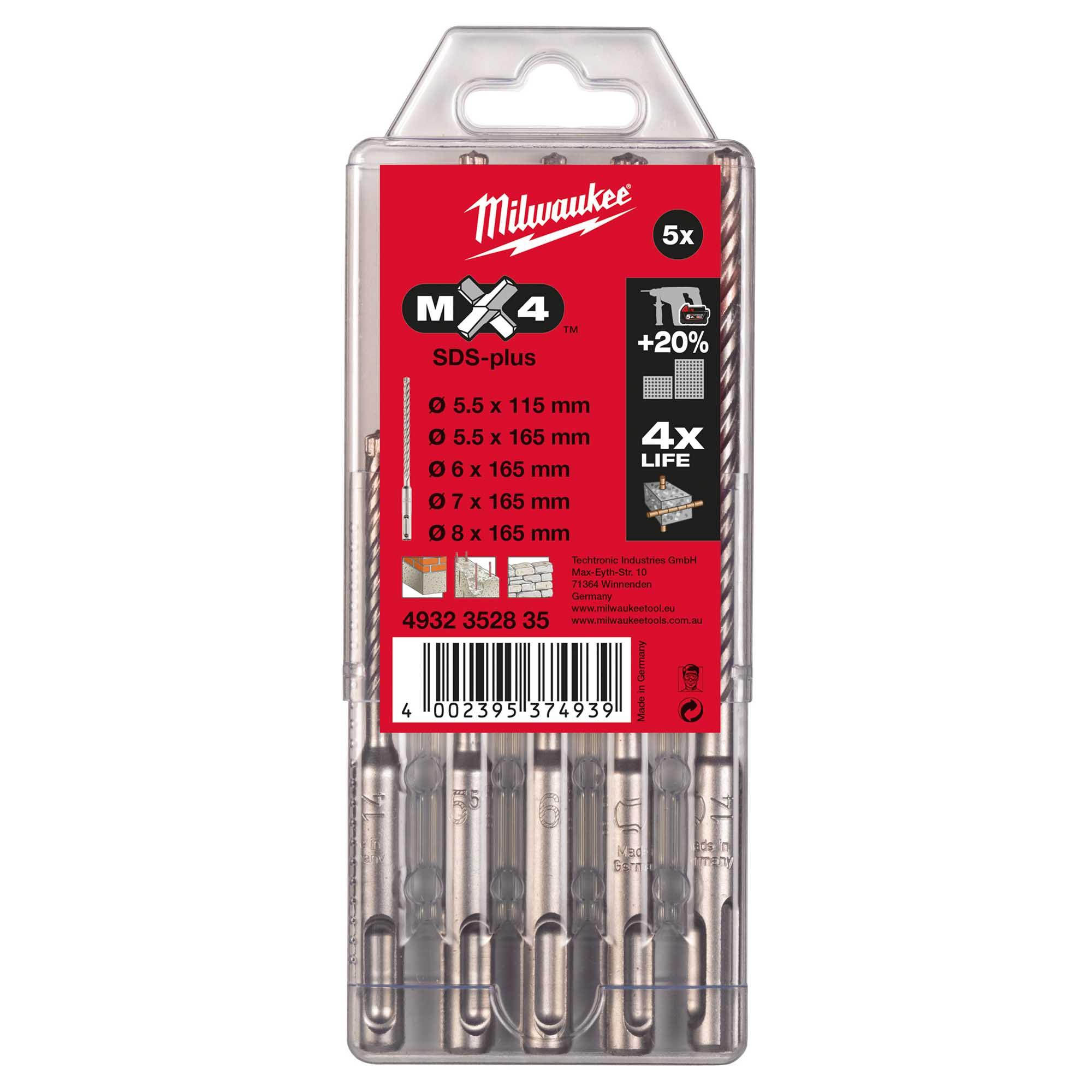 Milwaukee 4932352835 SDS+ MX4 5 Piece Bit Set Price Comparisons | Compare The Build