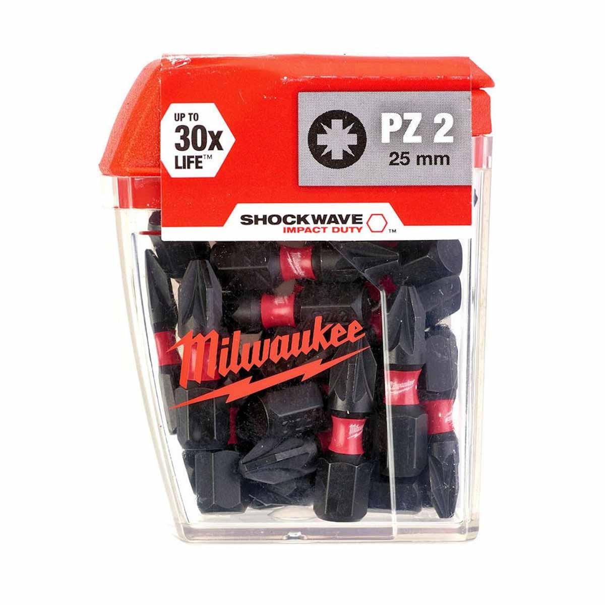 Milwaukee 4932430864 SHOCKWAVE PZ2 25mm Screwdriver Bits 25pc