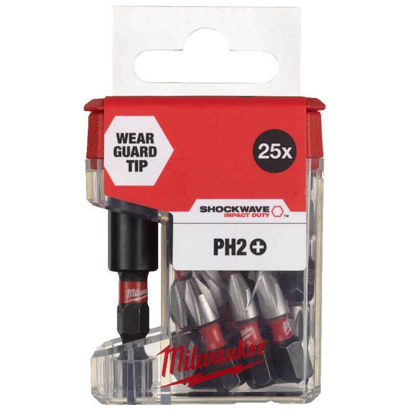 Milwaukee 4932479856 Shockwave PH2 X 25MM Bit Set With Magnetic Bit Holder Price Comparisons | Compare The Build