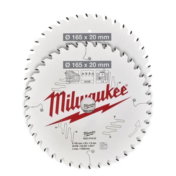 Milwaukee 4932492433 165mm x 20mm Bore x 40 Tooth Circular Saw Blade for Wood Twin Pack Price Comparisons | Compare The Build