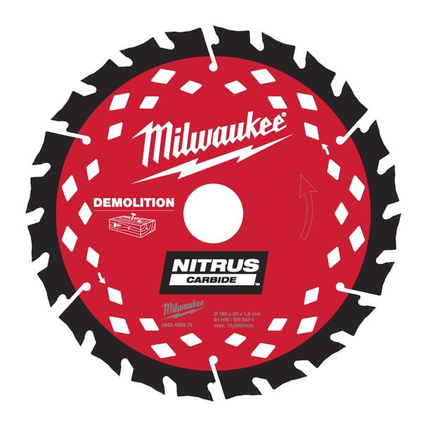 Milwaukee 4932499376 Nitrus Carbide 190mm x 30mm 24T Demolition Circular Saw Blade
