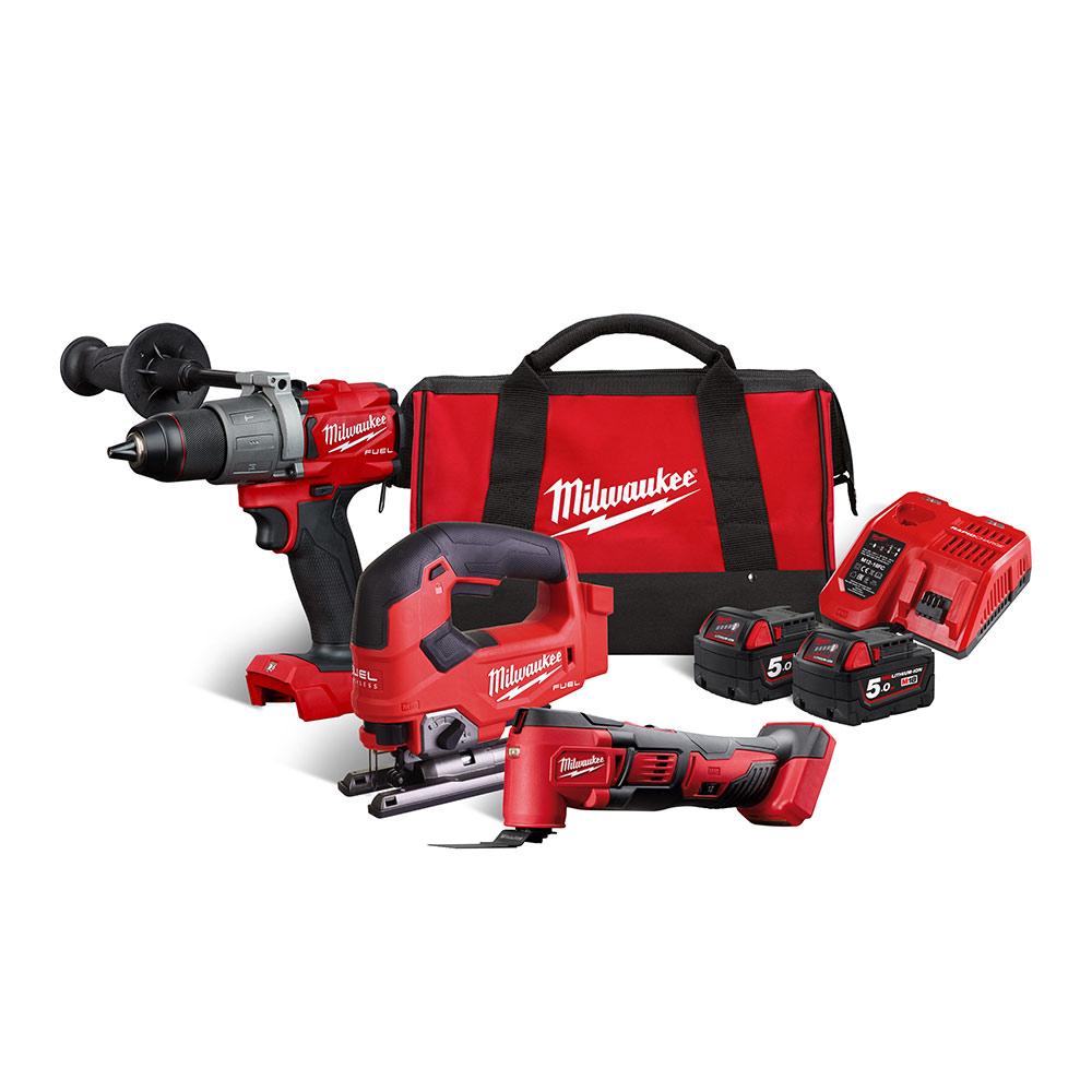 Milwaukee M18FPP3K-502B (18 Volt Triple Pack M18FPD, M18FJS, M18BMT) Price Comparisons | Compare The Build