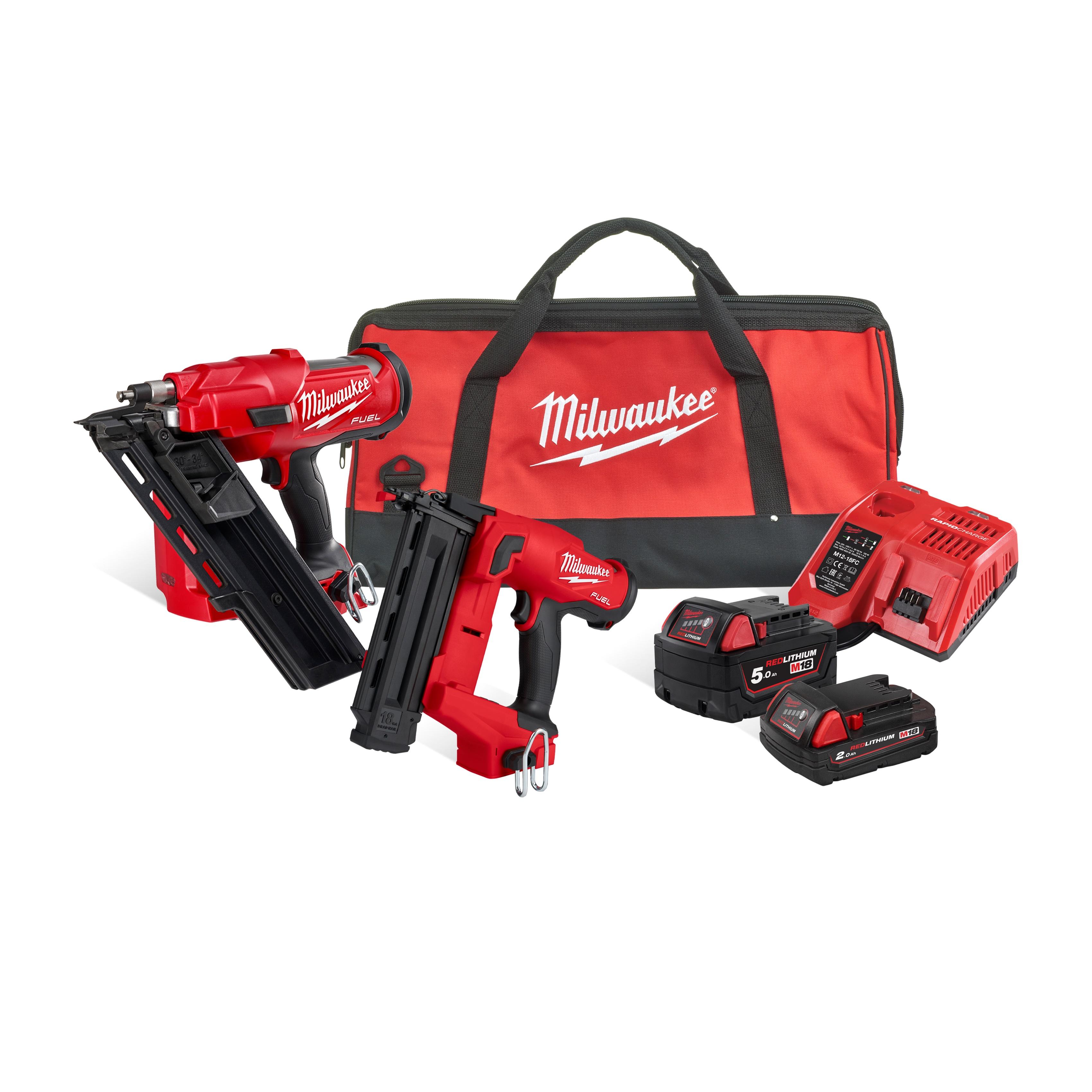 Milwaukee M18FPP2AR-522B M18 FUEL Nailer Twin Pack 1 x 5.0Ah 1 x 2.0Ah Batteries Price Comparisons | Compare The Build