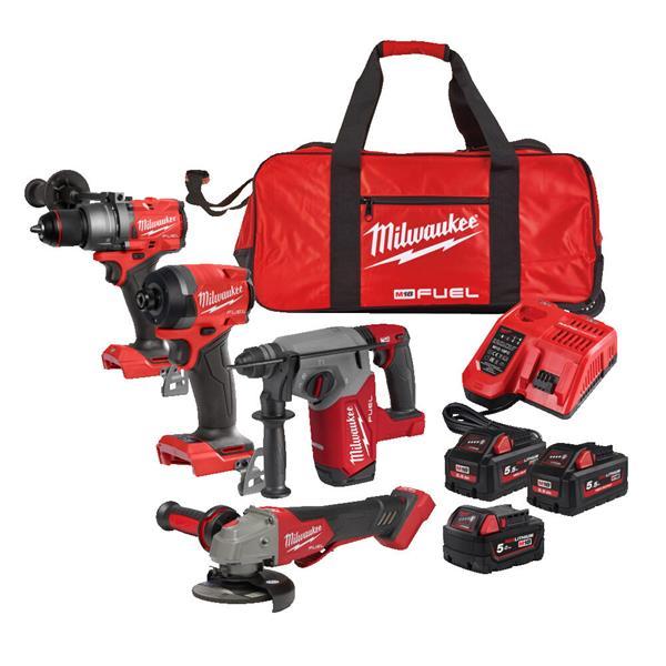 Milwaukee M18FPP4H3-553B Fuel Kit With 2x 5.5Ah & 1x 5Ah Batteries Price Comparisons | Compare The Build