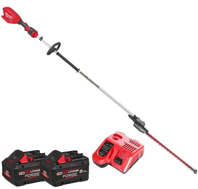 Milwaukee M18 FHETE27-802 Extended Pole Hedge Trimmer 267cm With 2x 8Ah FORGE Batteries