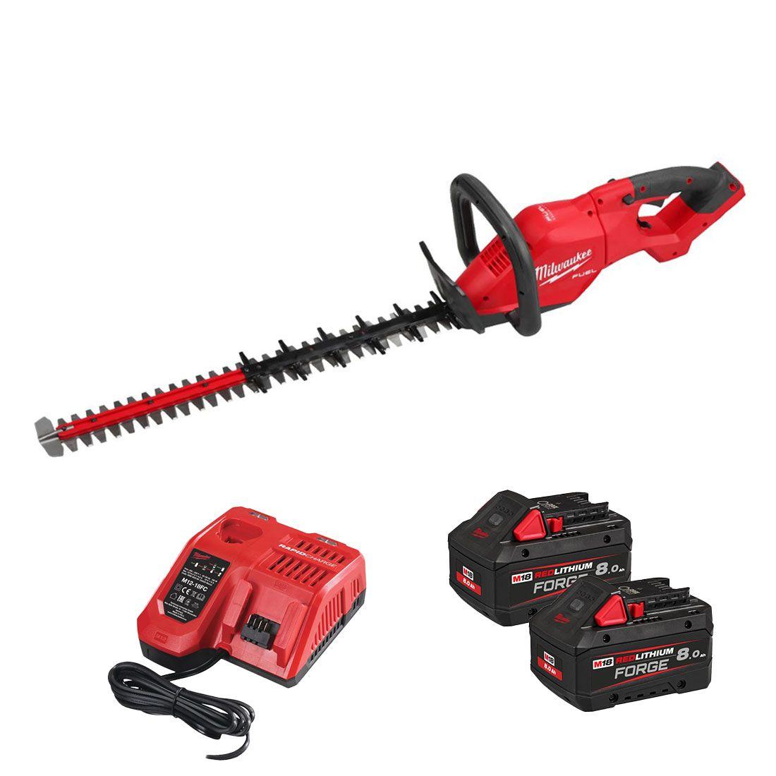 Milwaukee M18FHET60G2-802 M18 FUEL Hedge Trimmer 60cm With 2x 8Ah FORGE Batteries