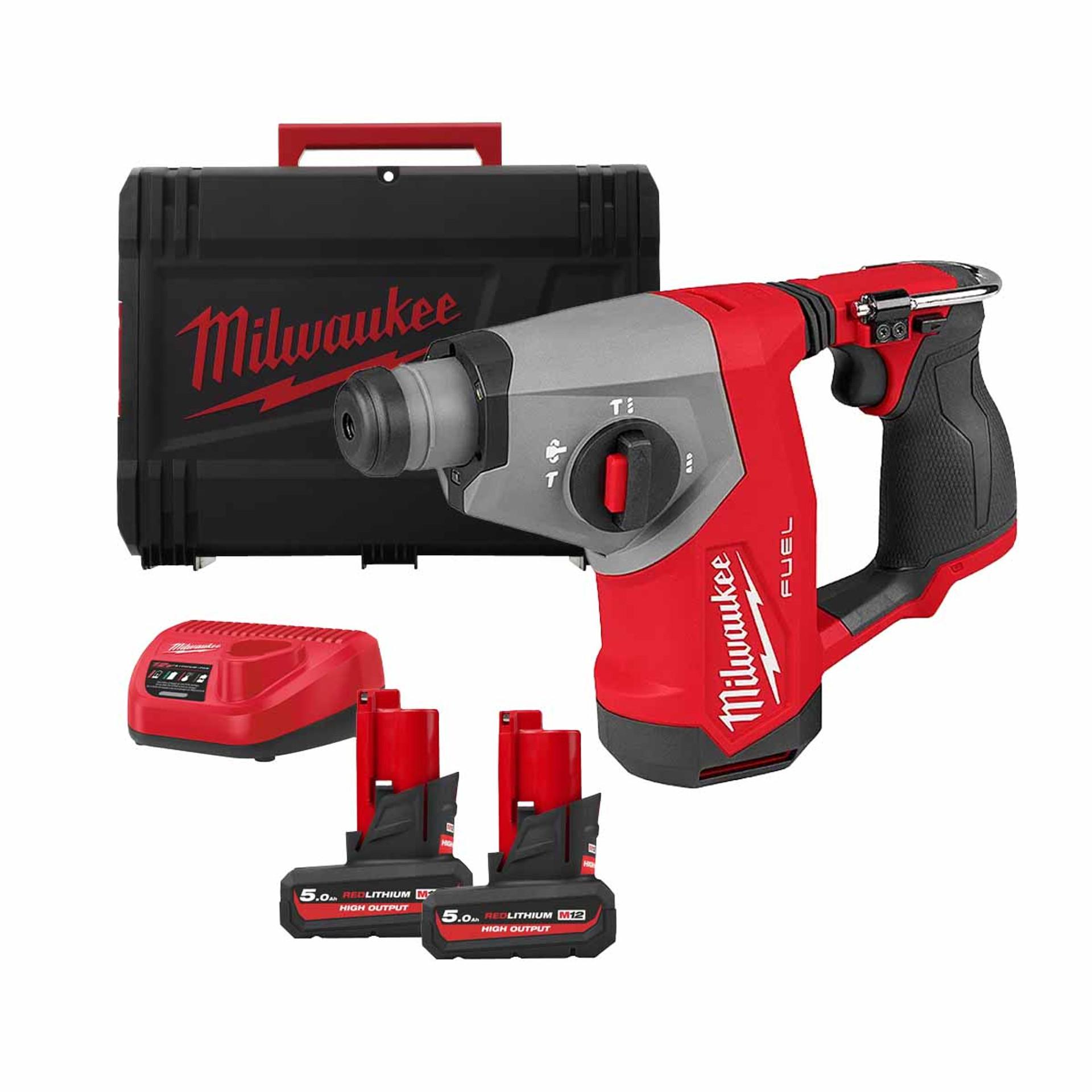 Milwaukee M12FHAC16-502X 12V Compact 16mm SDS Hammer Drill With 2x 5.0Ah Batteries Price Comparisons | Compare The Build