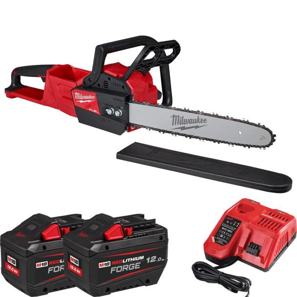 Milwaukee M18 FCHS-122 18V FUEL 40cm Chainsaw With 2x 12Ah FORGE Batteries