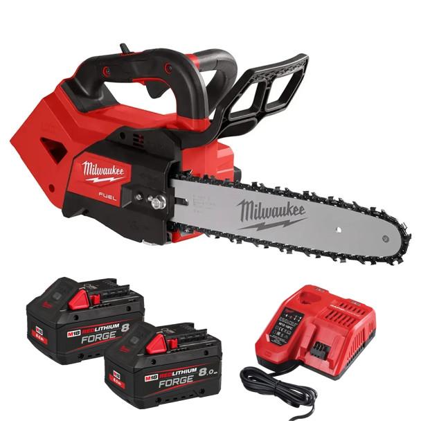 Milwaukee M18FTHCHS30-802 M18 Fuel Top Handle Chainsaw 30cm With 2x 8Ah FORGE Batteries
