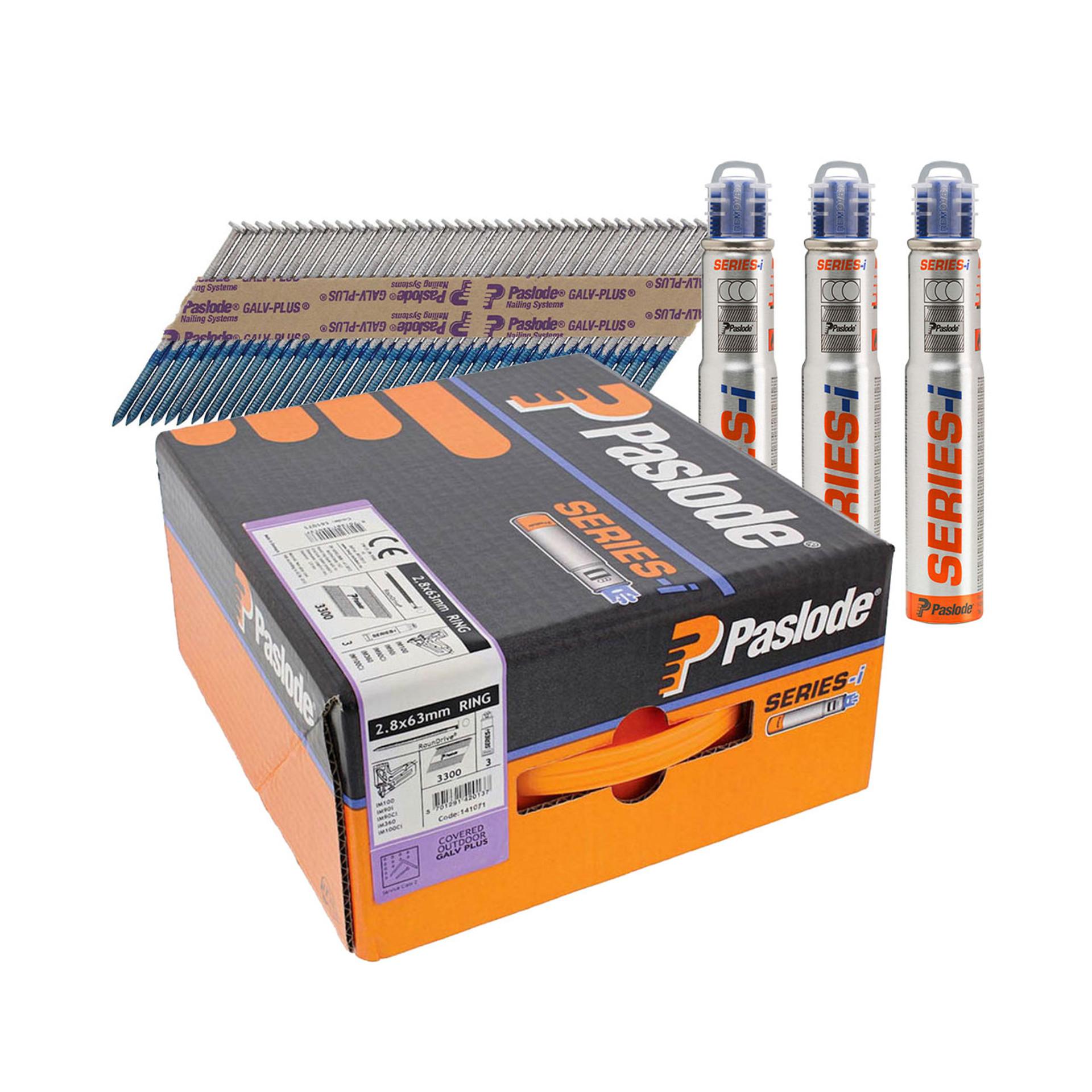 Paslode 141071 360Xi 2.8mm x 63mm Galv Nails With Fuel Pack Qty 3300 Price Comparisons | Compare The Build