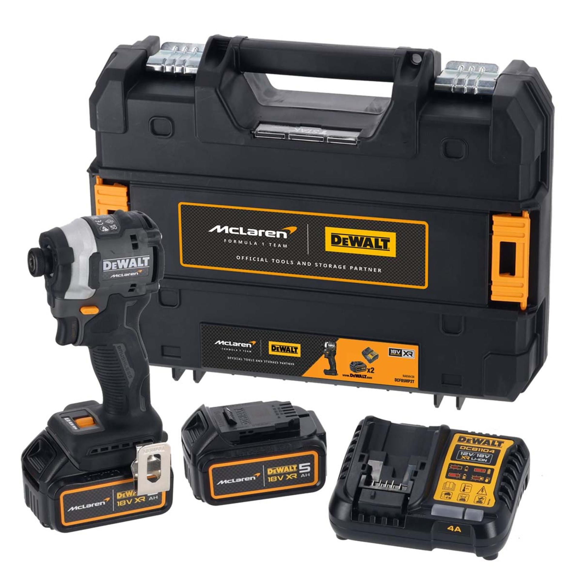 DeWALT DCF85MP2T McLaren F1 18V XR Brushless Impact Driver With 2x 5.0Ah Batteries