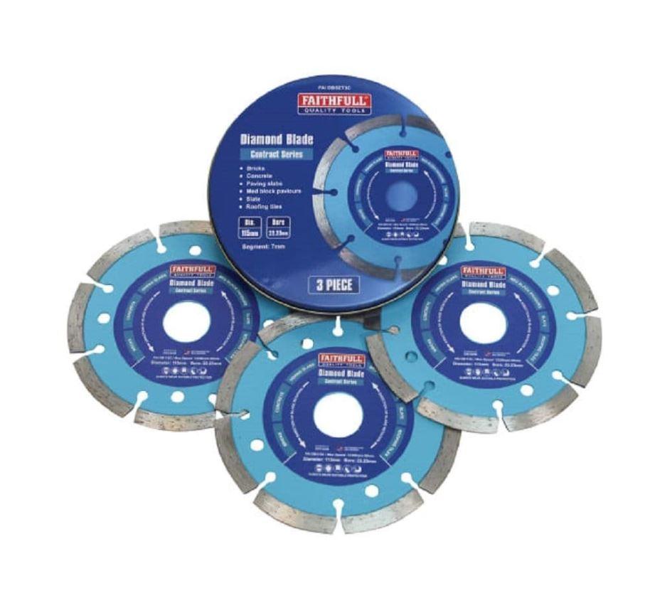 Faithfull 115mm Contract Diamond Blades Pack Of 3 Price Comparisons | Compare The Build