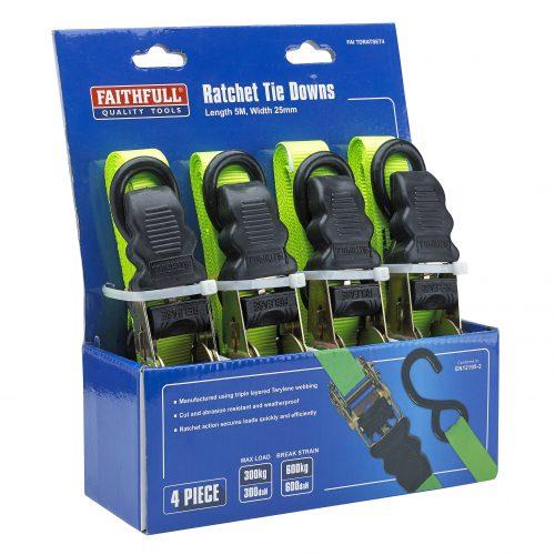 Faithfull 5m x 25mm Ratchet Tie Downs 4 Piece Set Price Comparisons | Compare The Build