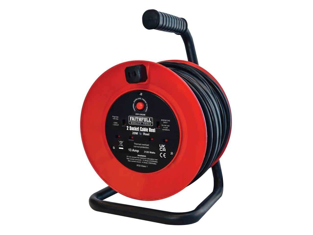 Faithfull Open Drum 20M Cable Reel 240V 13A 2-Socket Price Comparisons | Compare The Build