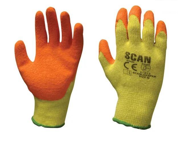 Scan GLOKSPK12 Knitshell Latex Palm Orange Gloves Pack of 12 Price Comparisons | Compare The Build