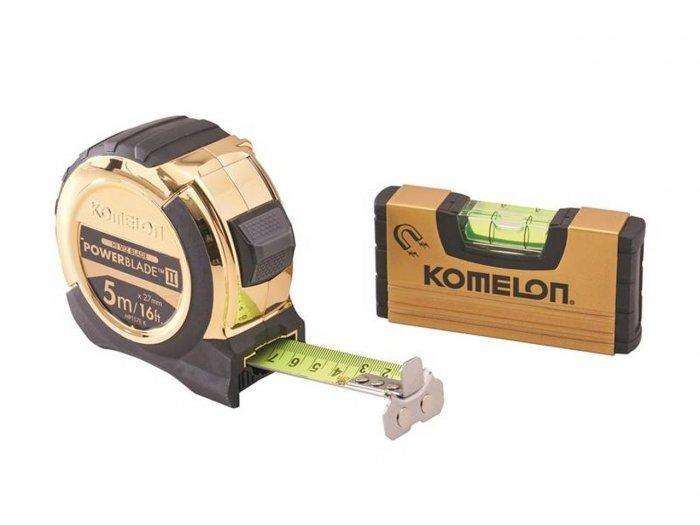 Komelon 5m (16ft) Gold PowerBlade II Tape With Gold Mini Level Price Comparisons | Compare The Build