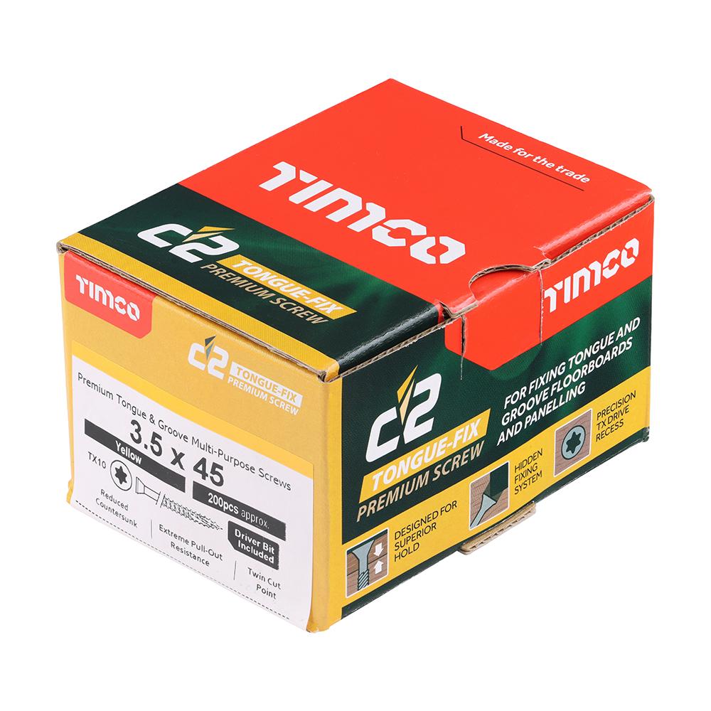 TIMco 3.5 x 45mm C2 Tongue-Fix Premium Tongue & Groove Screw Box Of 250