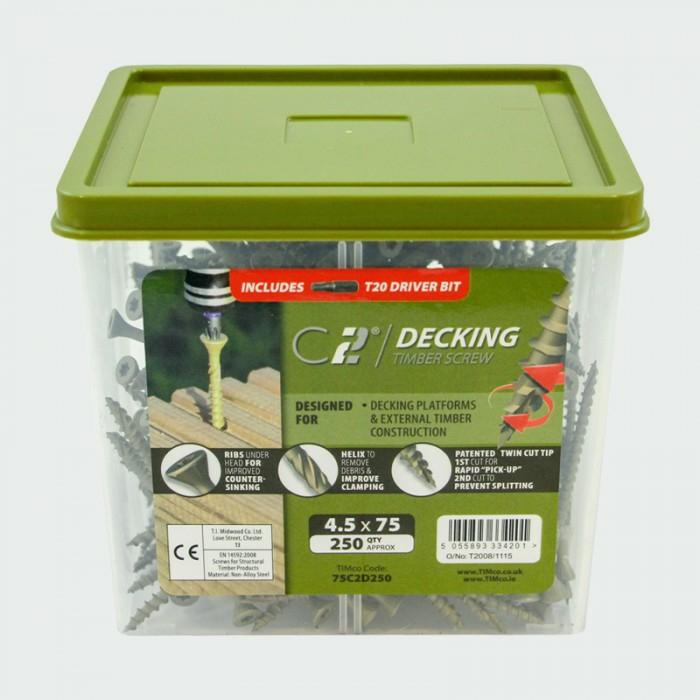 TIMco 4.5 x 50 C2 Green Countersunk Decking Screw Qty 250 Price Comparisons | Compare The Build