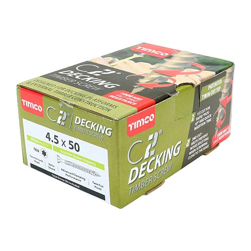 TIMco 4.5 x 50mm C2 Green Countersunk Decking Screw Qty 250 Box Price Comparisons | Compare The Build