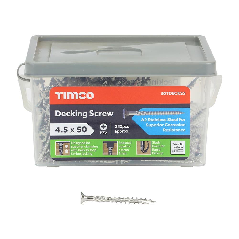 TIMco 4.5 x 50mm Classic Stainless Steel Decking Screws Tub Qty 250 Price Comparisons | Compare The Build